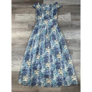 Vintage Tilley's 60s Blue Floral Party Dress- Size Small